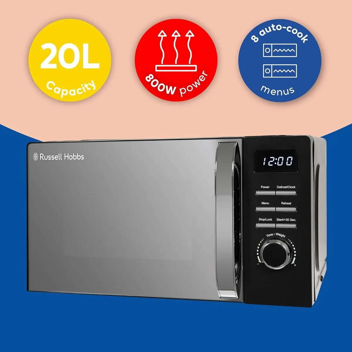 Digital Microwave 20L 800W in Black with 5 Power - Image 3