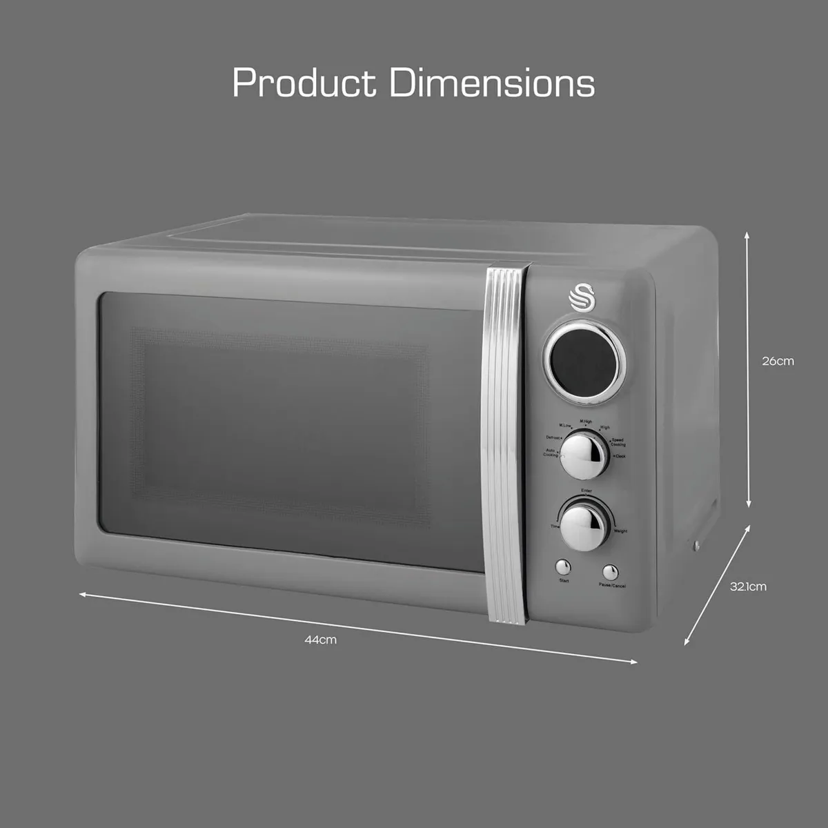 Retro LED Digital Microwave Grey 20L 800W 6 Power - Image 2
