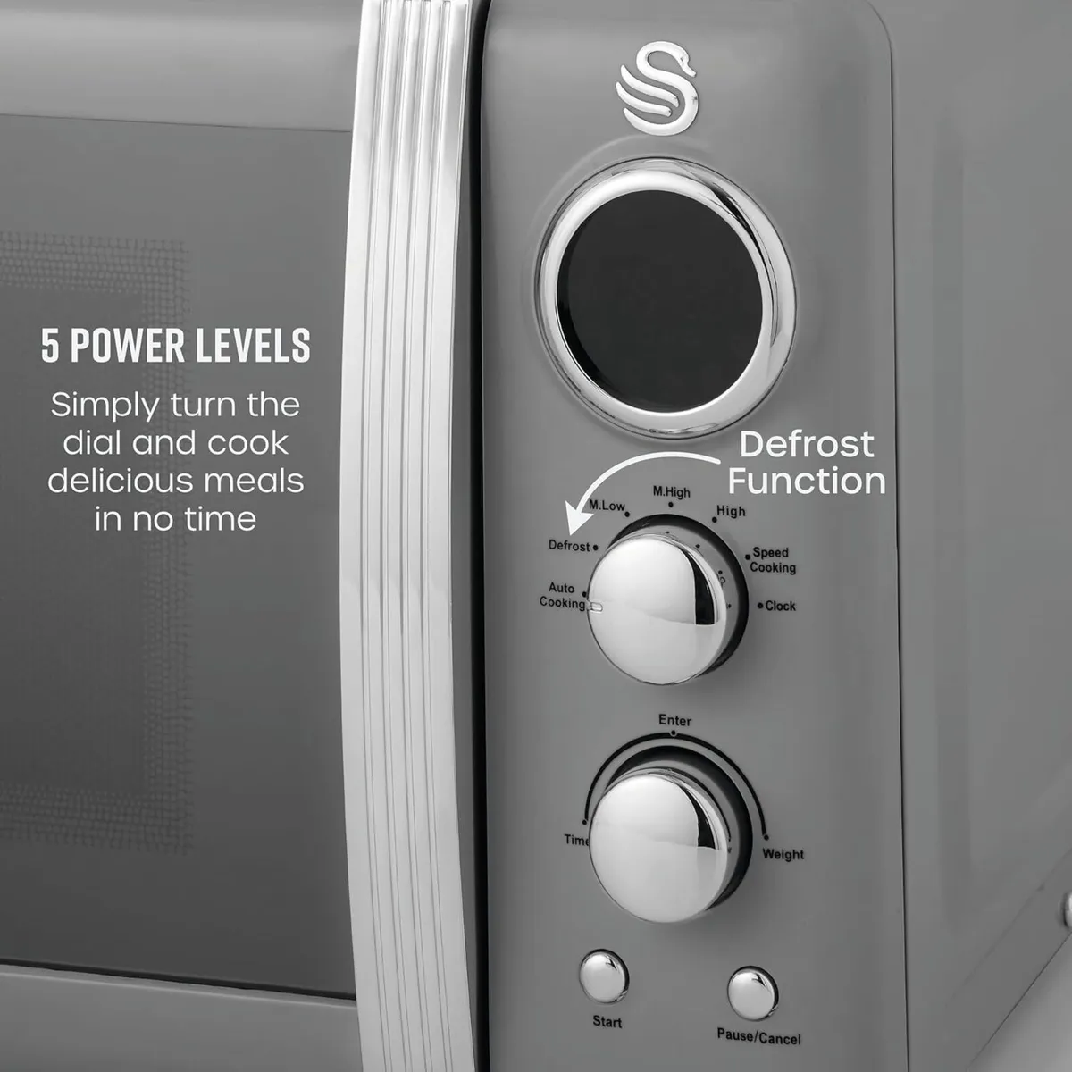 Retro LED Digital Microwave Grey 20L 800W 6 Power - Image 4