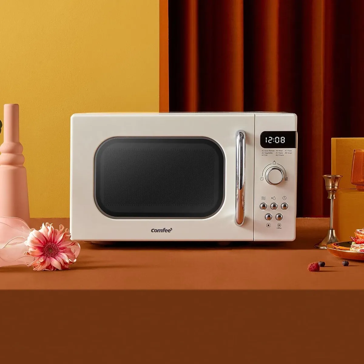 Retro Style 800w 20L Microwave Oven with 8 Auto - Image 2