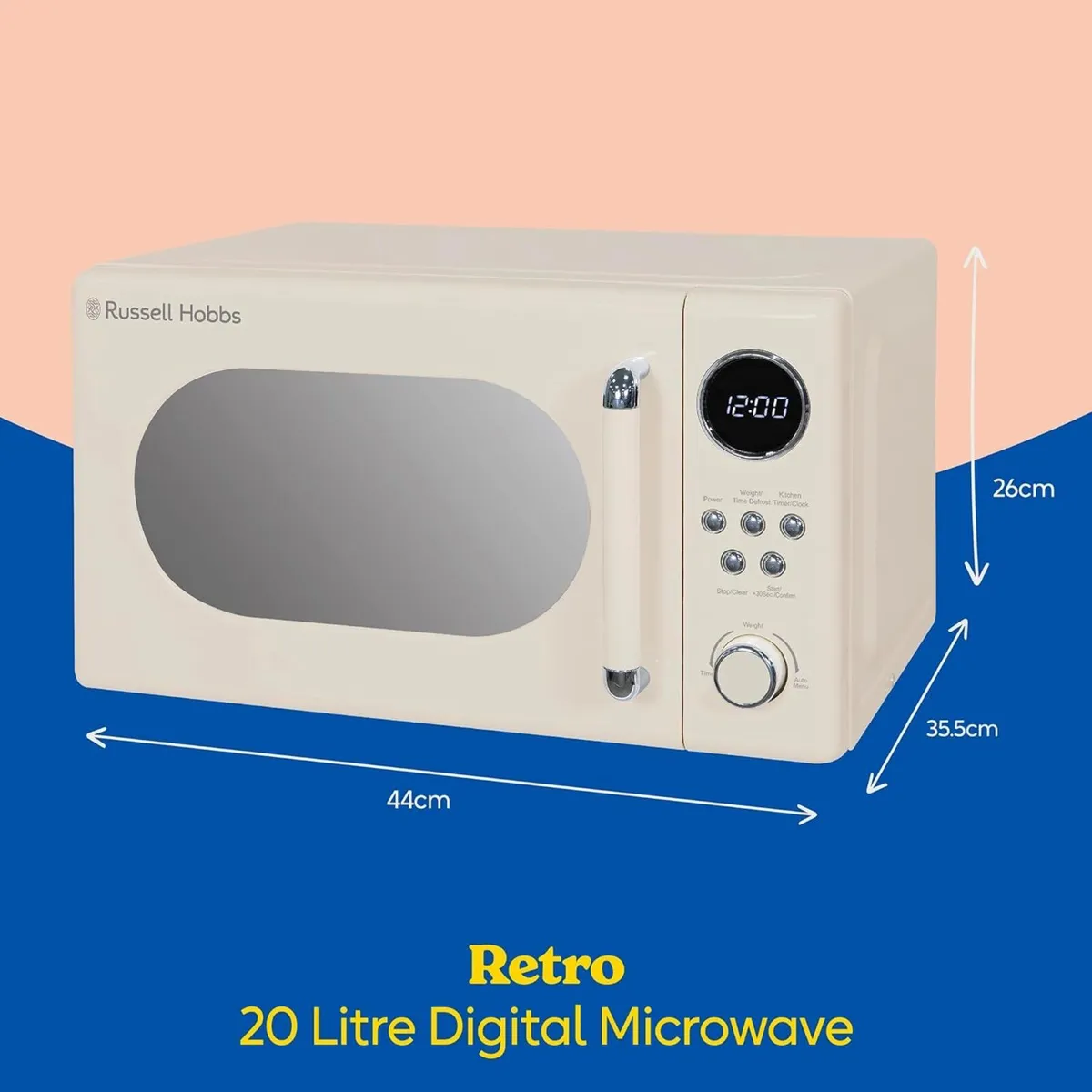 RHM2044C Retro 20 Litre Cream Digital Microwave - Image 2