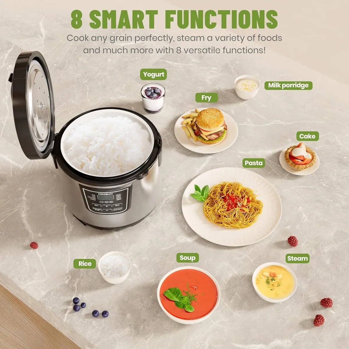 1.8L Rice Cooker with Ceramic Coated Pot (PFAS/PFO - Image 3
