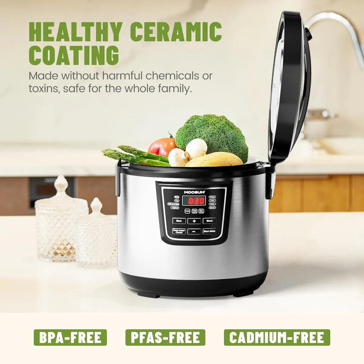 1.8L Rice Cooker with Ceramic Coated Pot (PFAS/PFO - Image 4