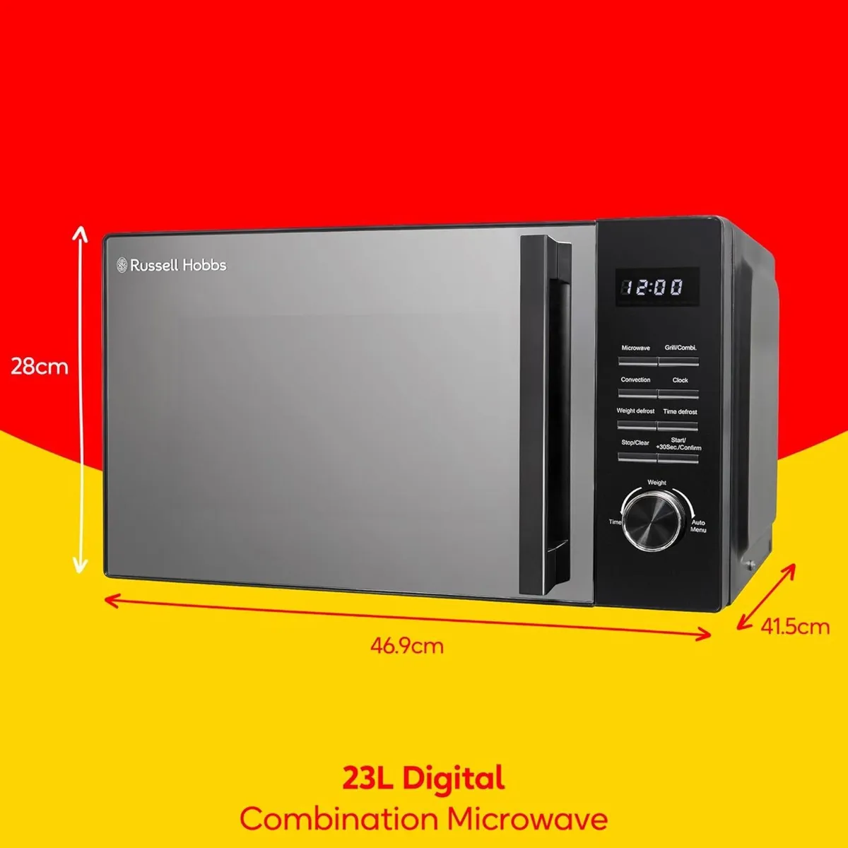 Black Microwave 23 Litre 900W 3-in-1 1000W Grill - Image 2