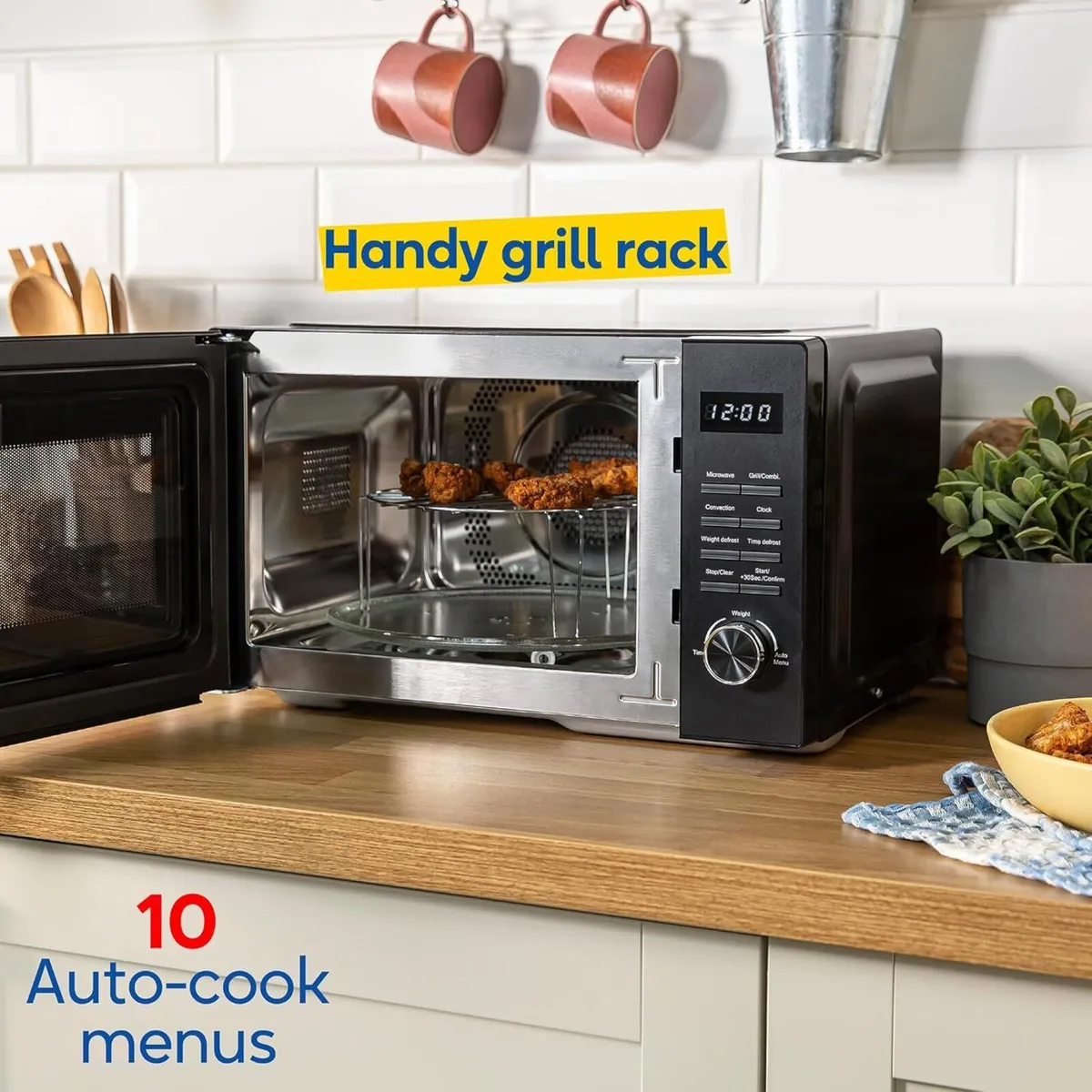 Black Microwave 23 Litre 900W 3-in-1 1000W Grill - Image 4