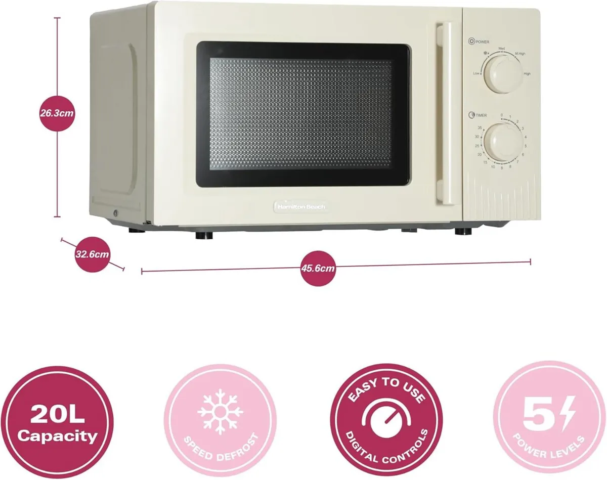 Microwave 20L Miami 800W Manual Dial Controls - Image 3