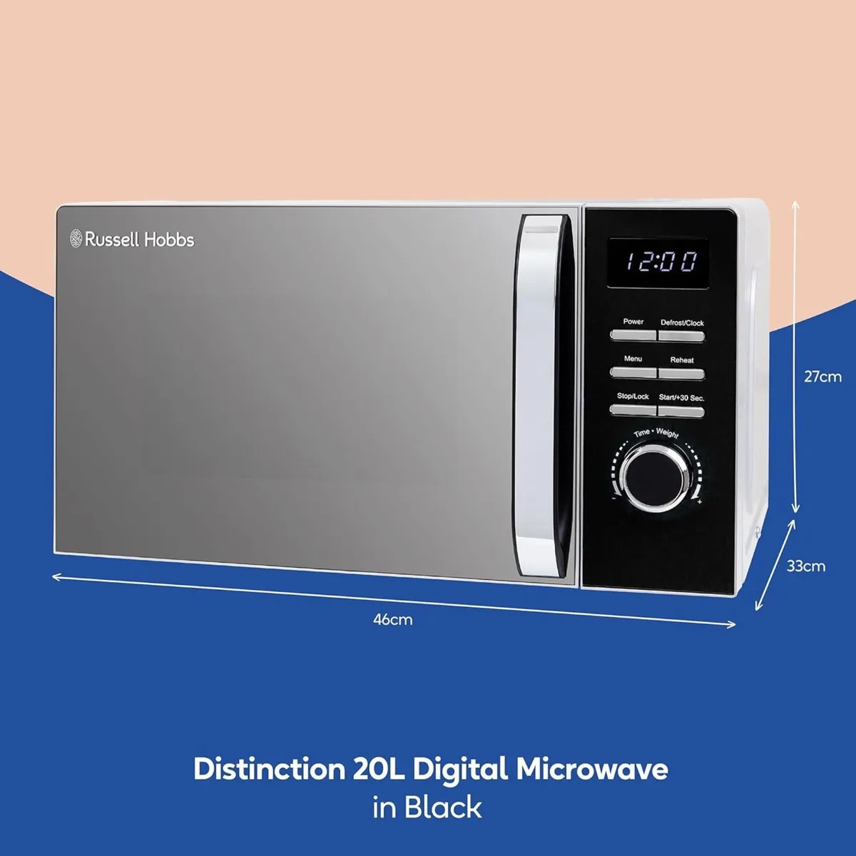 Black Digital Microwave 20 Litre 800W Solo with 5 - Image 2