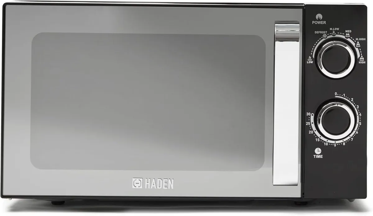 800W Black Microwave 20 Litre Capacity Mirror - Image 1