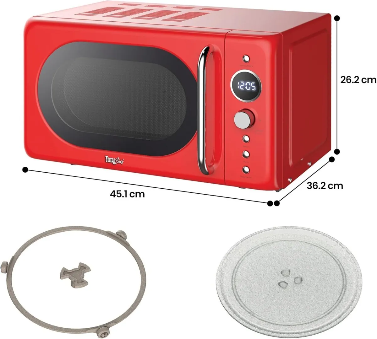 Total Chef Microwave Oven 20L Retro 700W Mini - Image 3