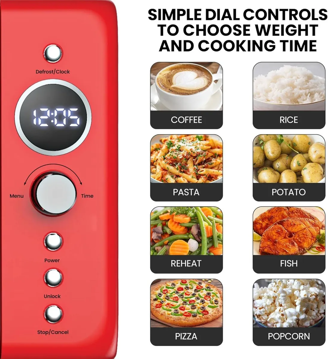 Total Chef Microwave Oven 20L Retro 700W Mini - Image 4