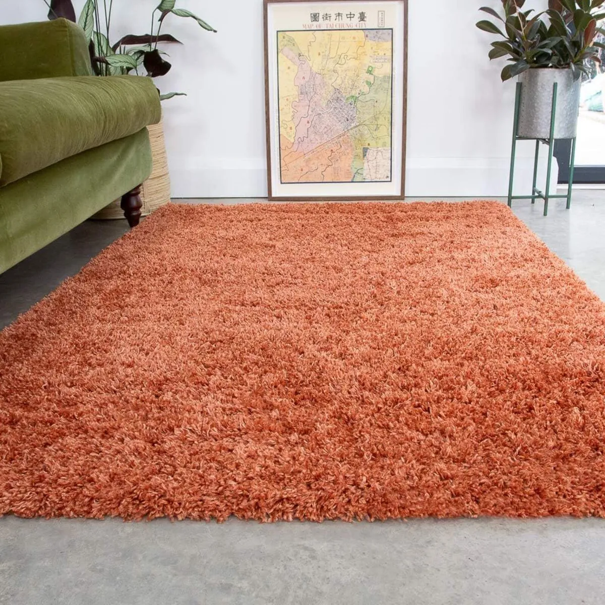 Terracotta Thick Shaggy Rug Orange Plush Affordabl - Image 1