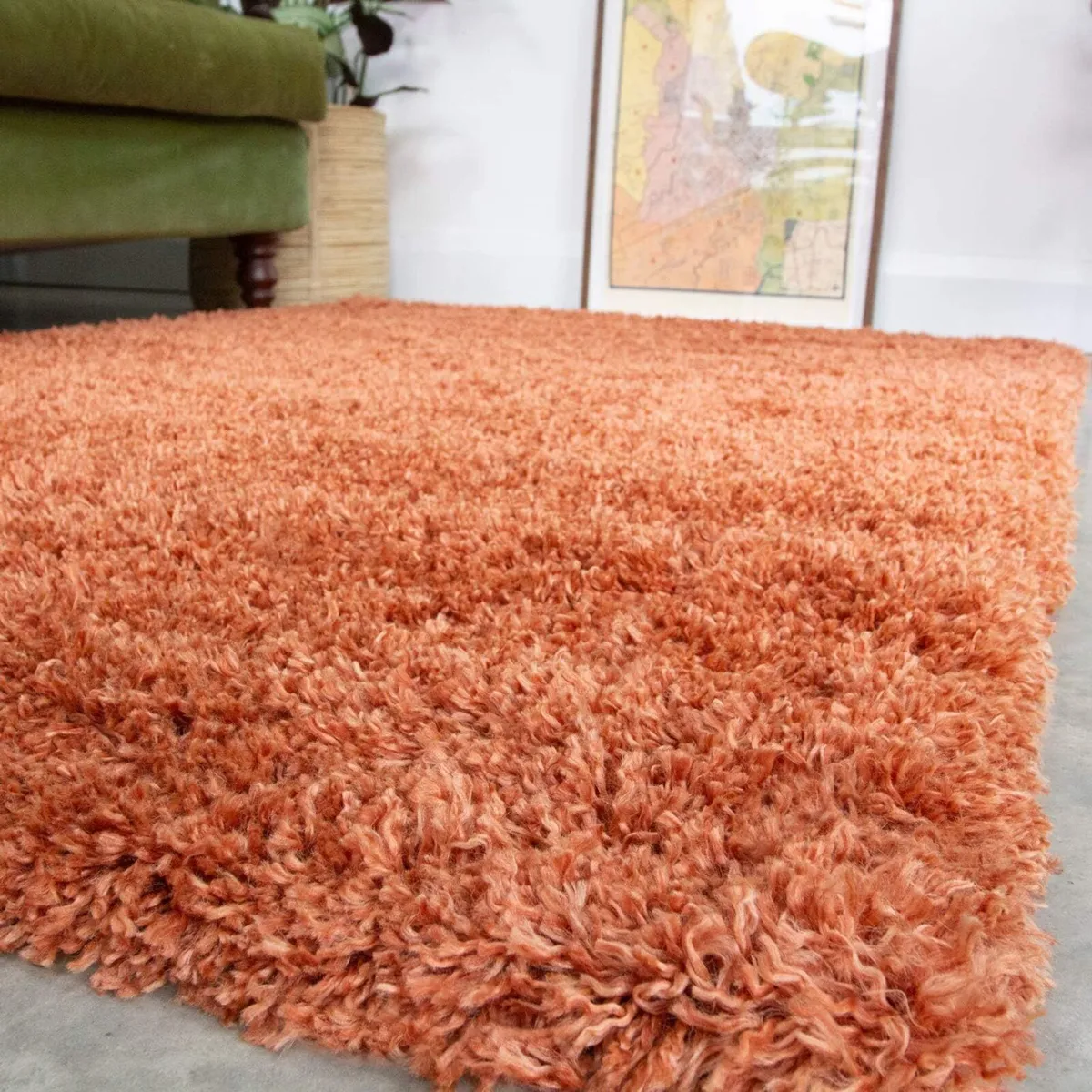 Terracotta Thick Shaggy Rug Orange Plush Affordabl - Image 2