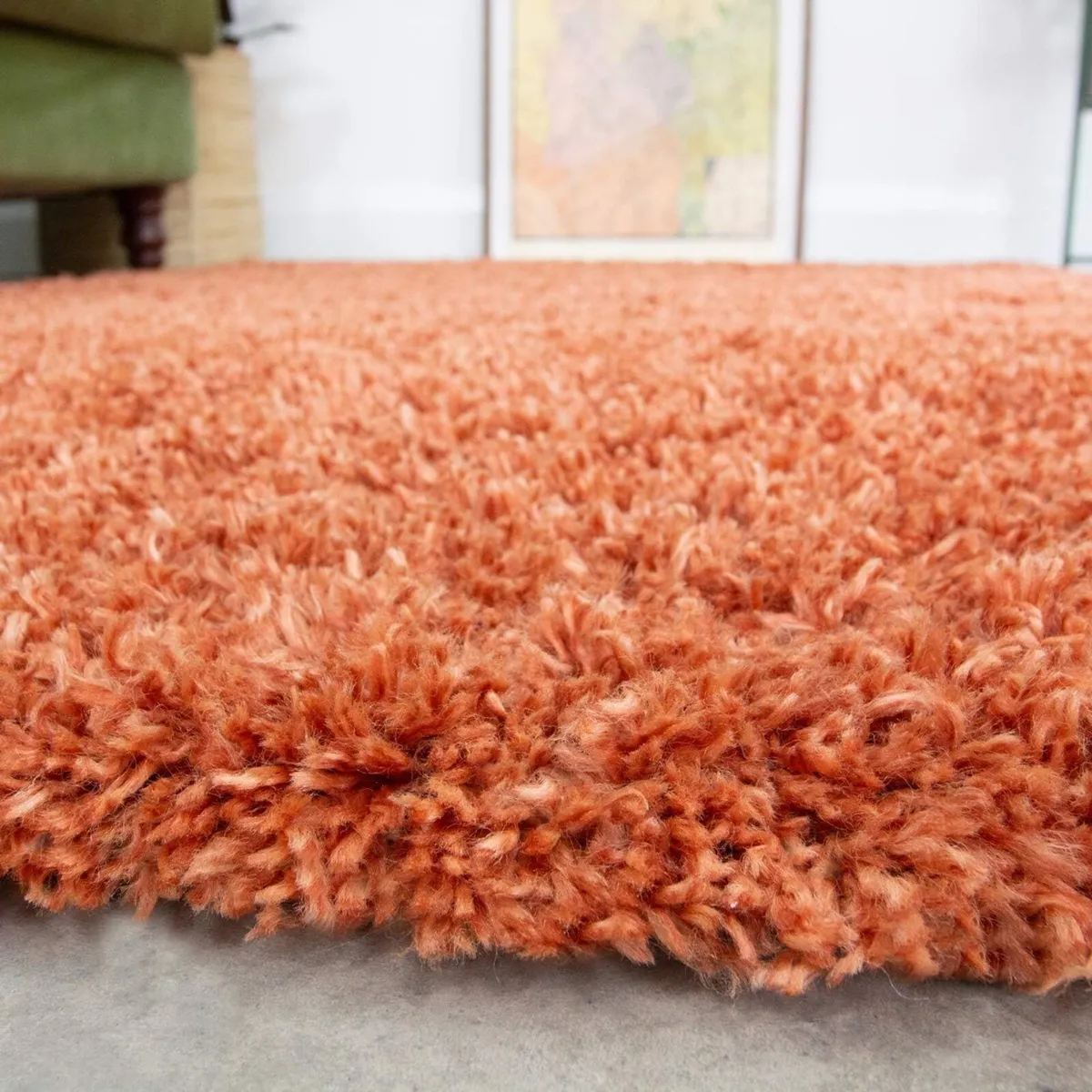 Terracotta Thick Shaggy Rug Orange Plush Affordabl - Image 3