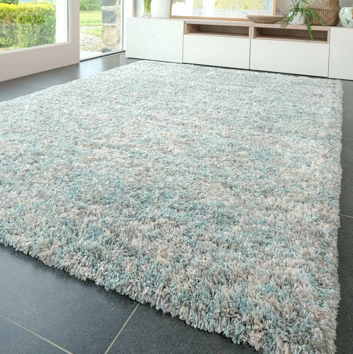 Modern Durable Large Duck Egg Silver Thick Shaggy - Image 2