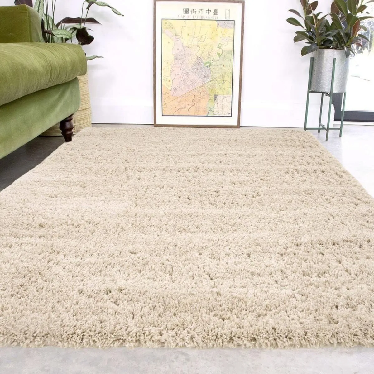 Thick Fluffy Shaggy Living Room Area Rug Neutral - Image 1