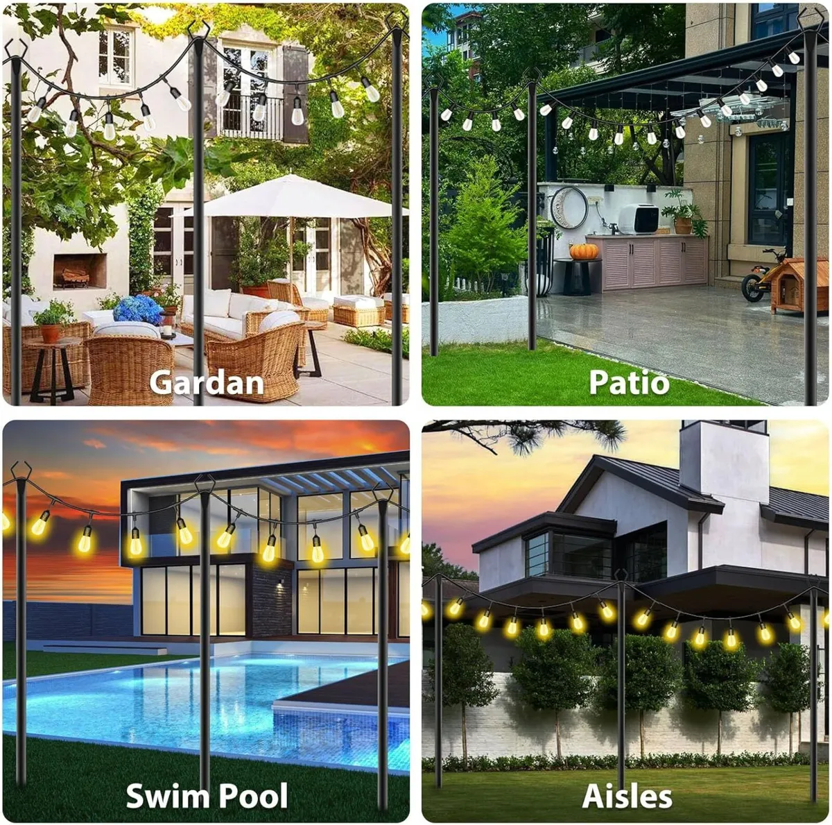 6pack 3M String Light Pole Metal Outdoor Suitable - Image 2