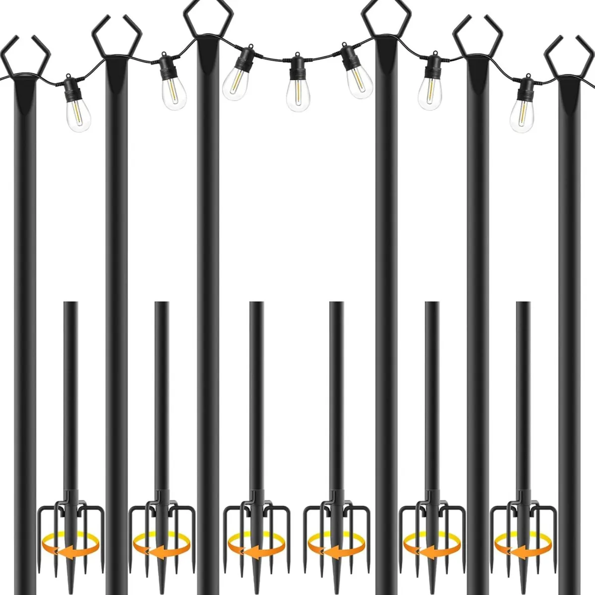 6pack 3M String Light Pole Metal Outdoor Suitable - Image 1