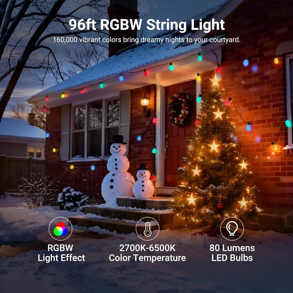 96ft Outdoor String Lights App Control Smart AI - Image 2
