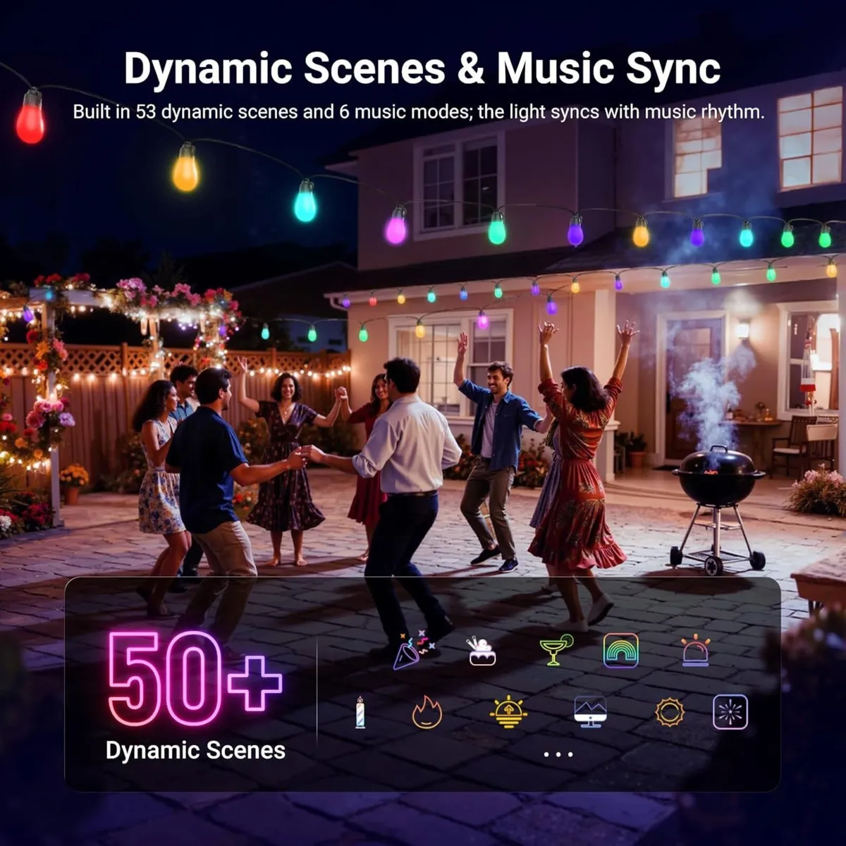 96ft Outdoor String Lights App Control Smart AI - Image 3