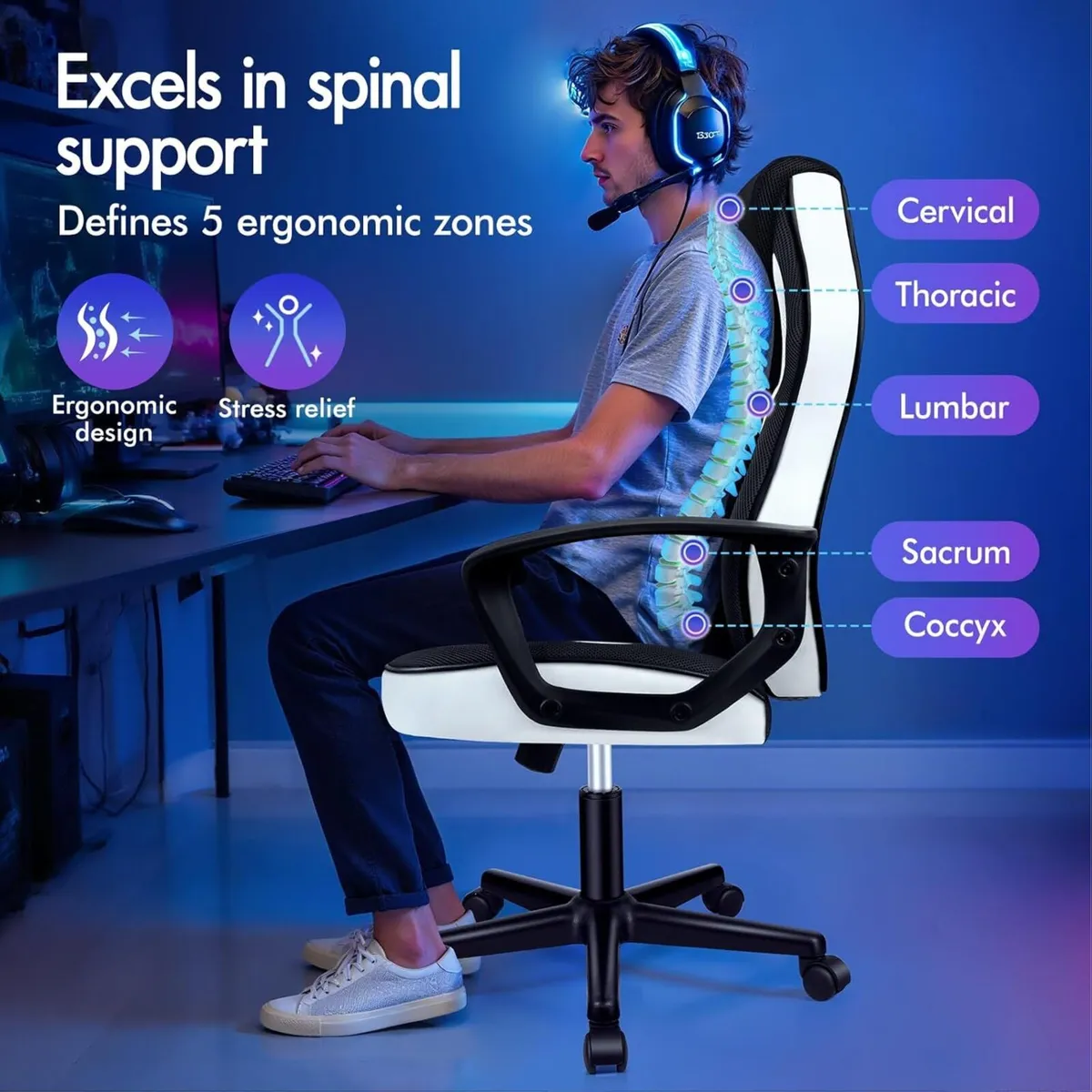 Gaming Chair Video Game Chairs Ergonomic Computer - Image 3