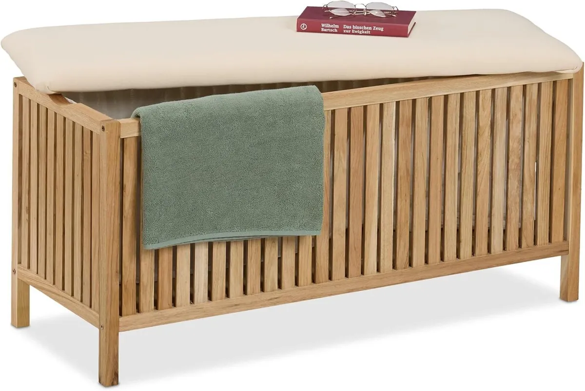 Laundry Chest with Seat Storage Bench Bathroom - Image 1