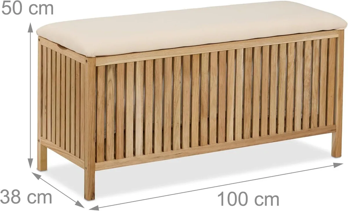 Laundry Chest with Seat Storage Bench Bathroom - Image 3