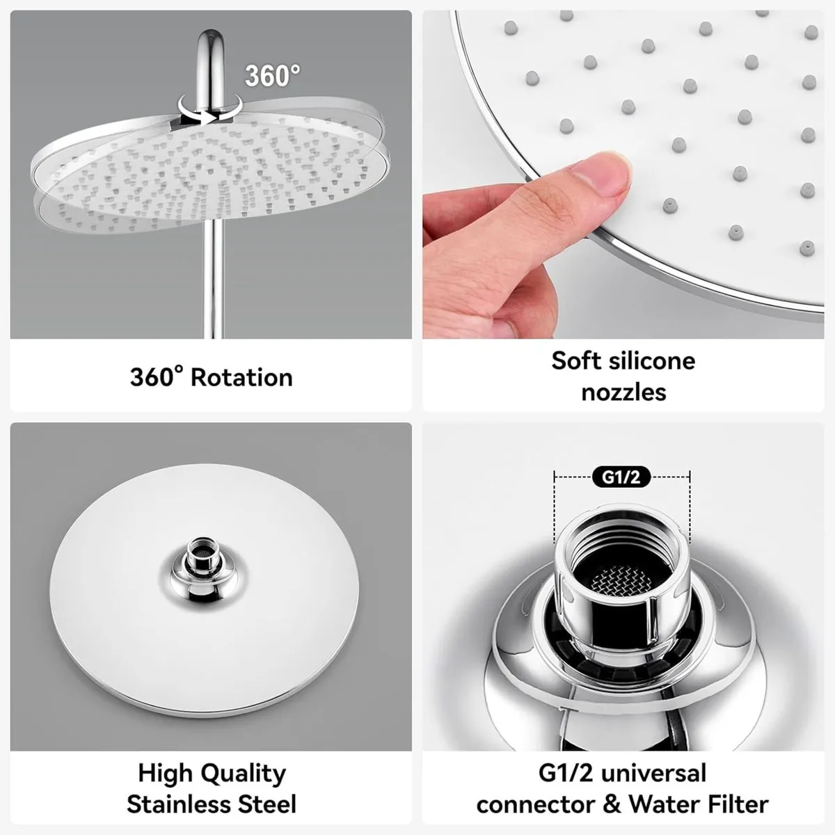 Thermostatic Shower Mixer Set 25cm Overhead - Image 4