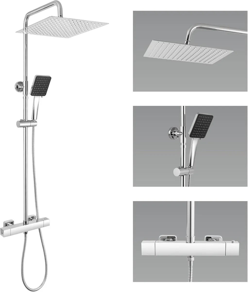 Thermostatic Shower Mixer Set with 12 Square - Image 2