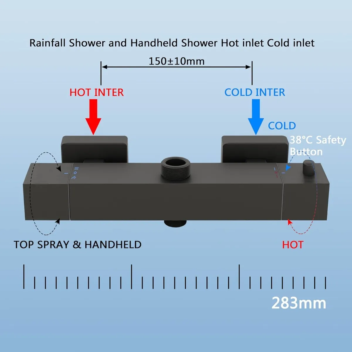 Thermostatic Shower Mixer Set Dual Rainfall Heads - Image 4
