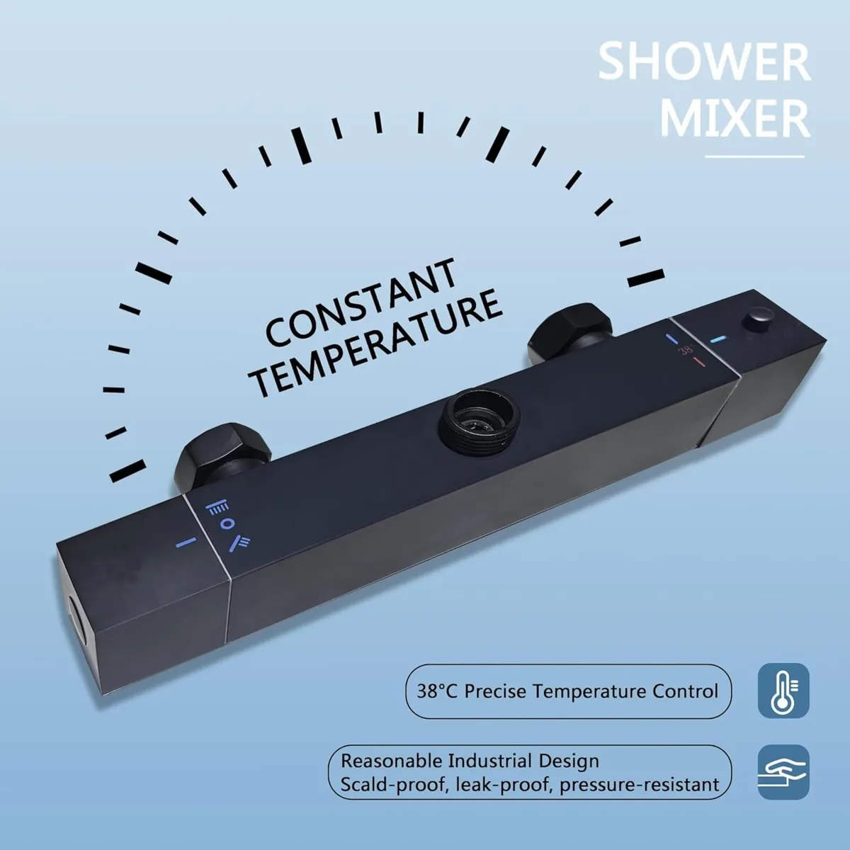 Thermostatic Shower Mixer Set Dual Rainfall Heads - Image 3