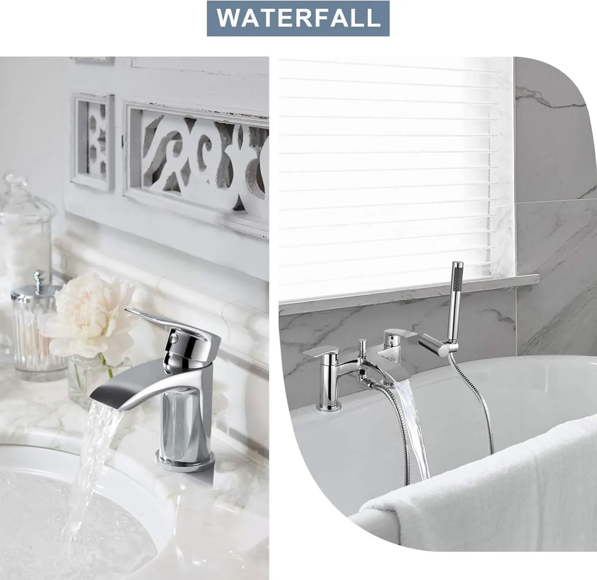 Basin and Bath Mixer Tap with Shower Attachment - Image 3