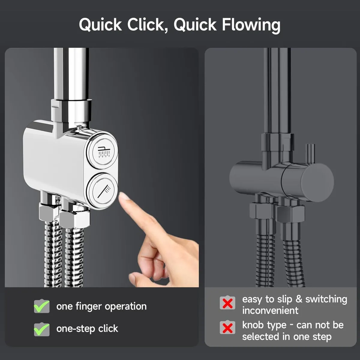 Shower Riser Rail Kit Chrome 10 Round Rainfall - Image 3