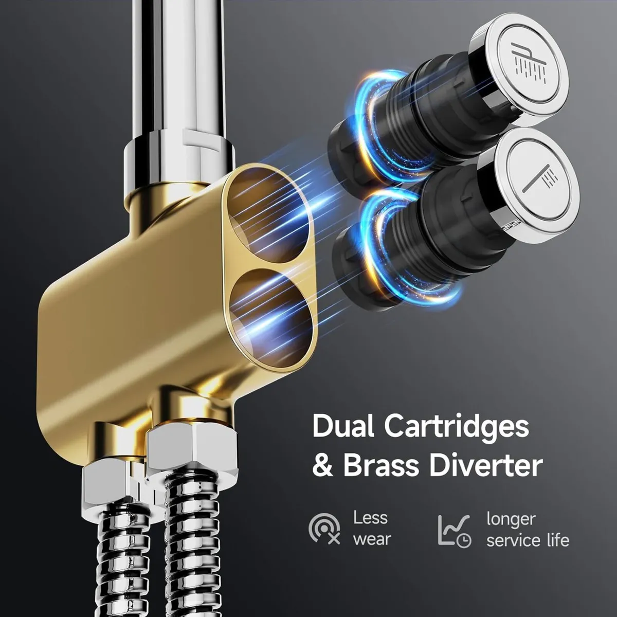 Shower Riser Rail Kit Chrome 10 Round Rainfall - Image 4