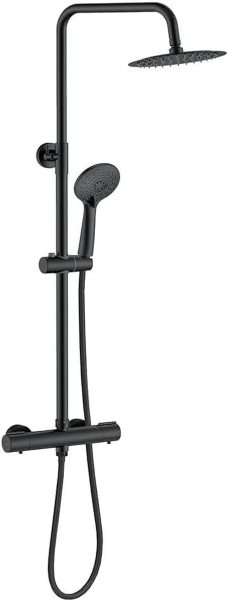 Thermostatic Shower Mixer Set Matte Black Round - Image 3