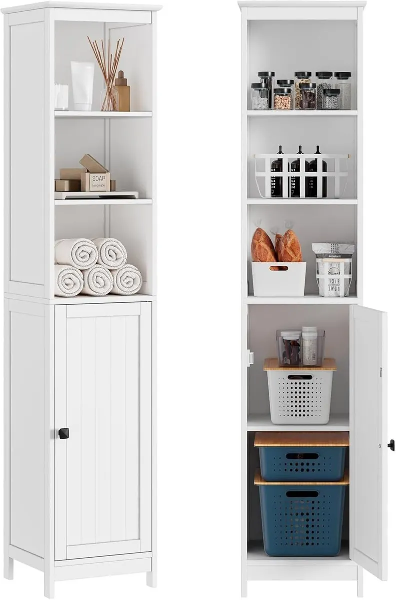 Tall Bathroom Storage Cabinet Slim with Door - Image 1