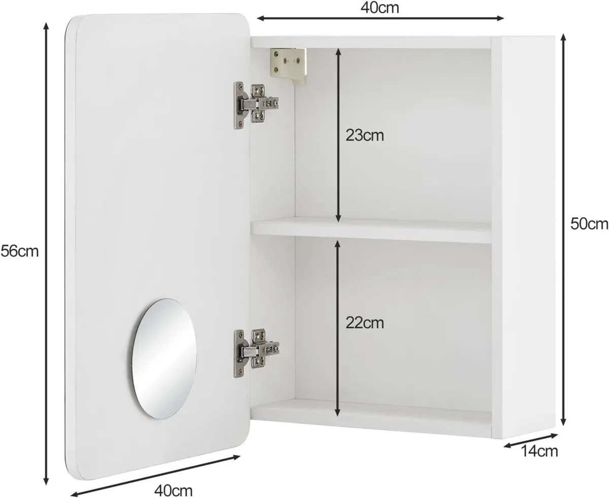 Single Door Bathroom Mirror Cabinet 40 x 50cm - Image 3
