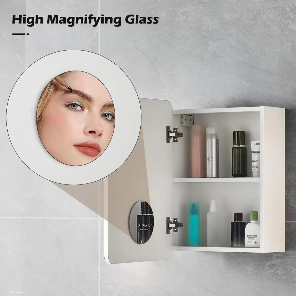 Single Door Bathroom Mirror Cabinet 40 x 50cm - Image 4