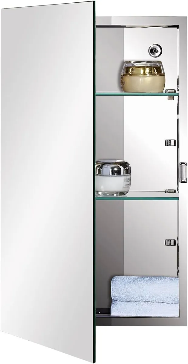 Bathroom Mirror Cabinet with Single Door Adjustabl - Image 1