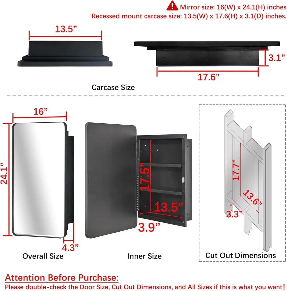 Plastic Mirror Cabinet Single Door with Round - Image 2