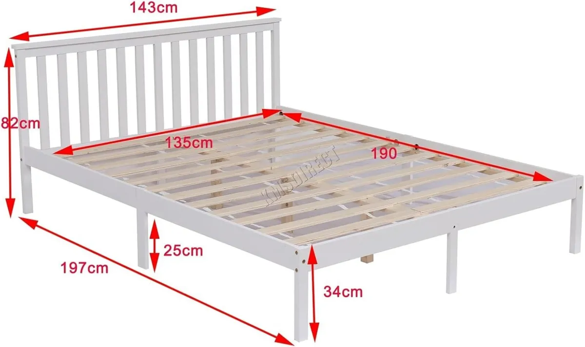 Double Bed Solid Pine Frame Headboard Durable - Image 2