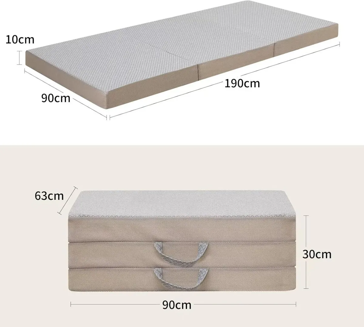 Tri-fold Memory Foam Mattress 190 x 90 10 Single - Image 3