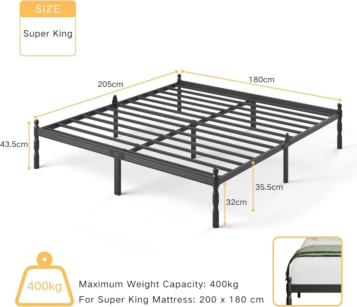Metal Super King Bed Frame with Underbed Storage - Image 2