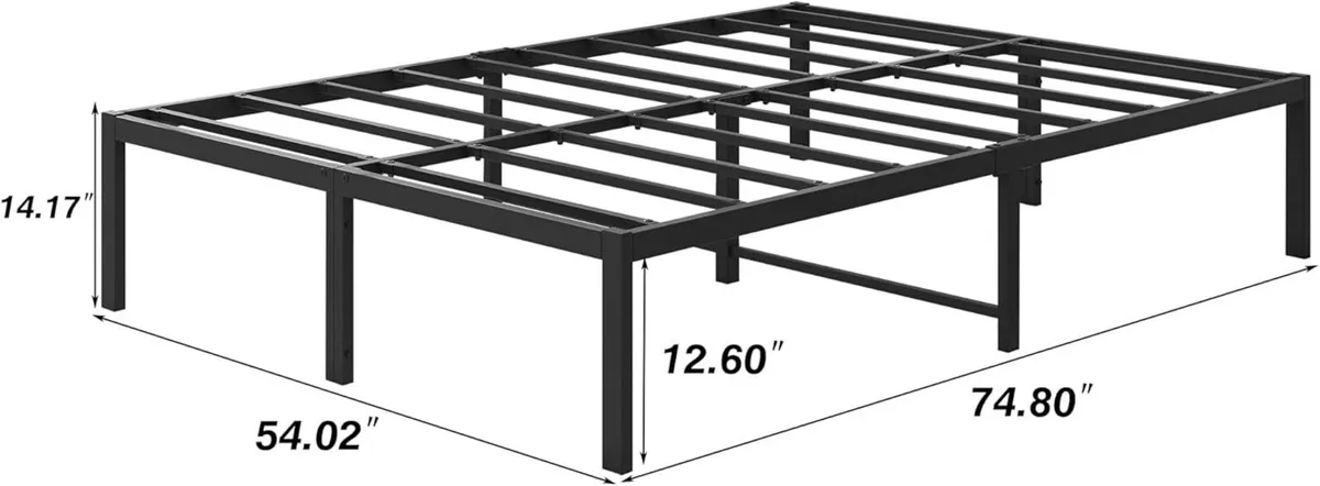 4ft6 Double Bed Frames 36cm High Metal Platform - Image 2