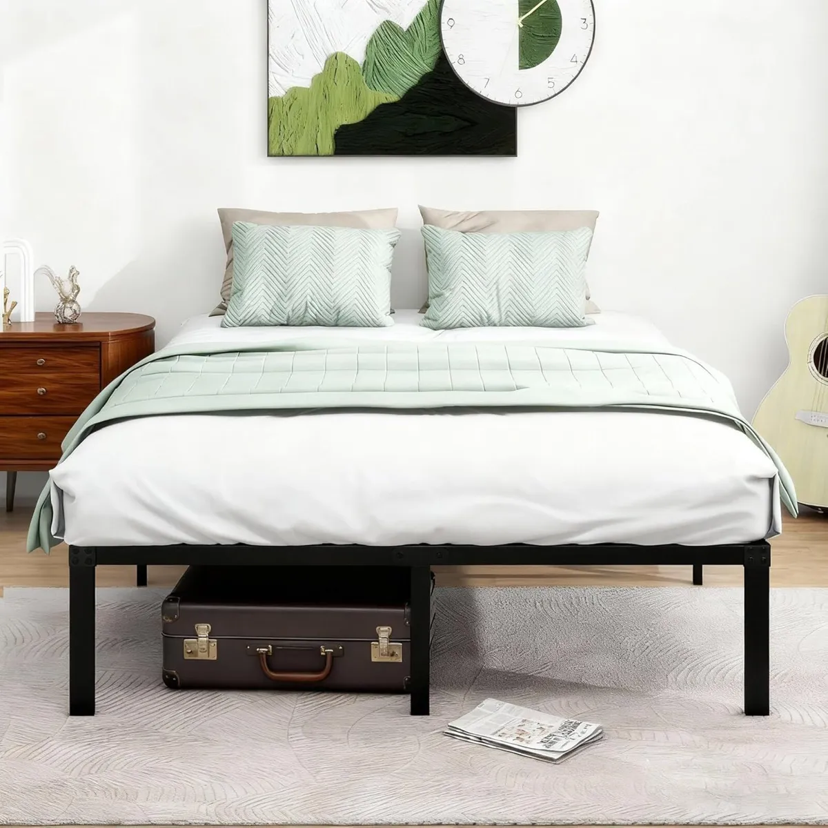 4ft6 Double Bed Frames 36cm High Metal Platform - Image 3