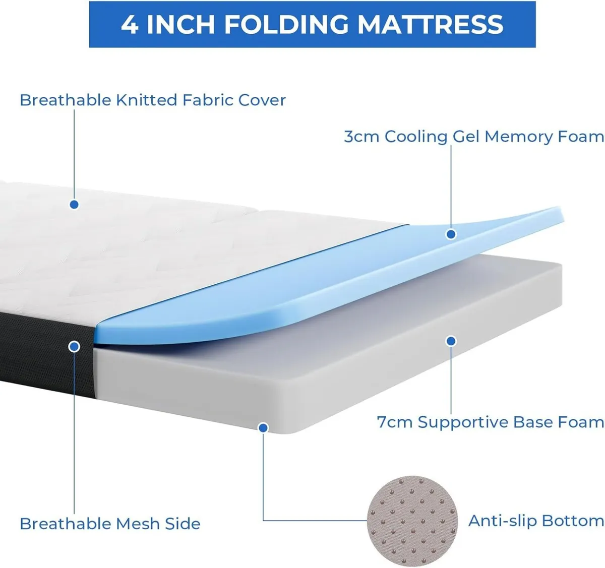 Folding Mattress Small Single 10CM Gel Memory - Image 4