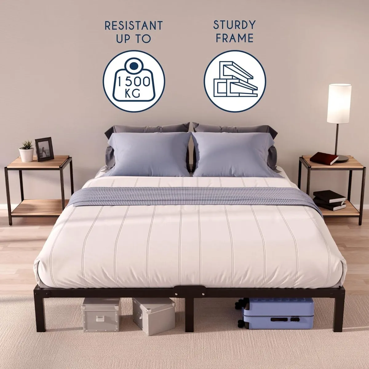 - Double Bed Frames Metal 120x200 with Storage - Image 3