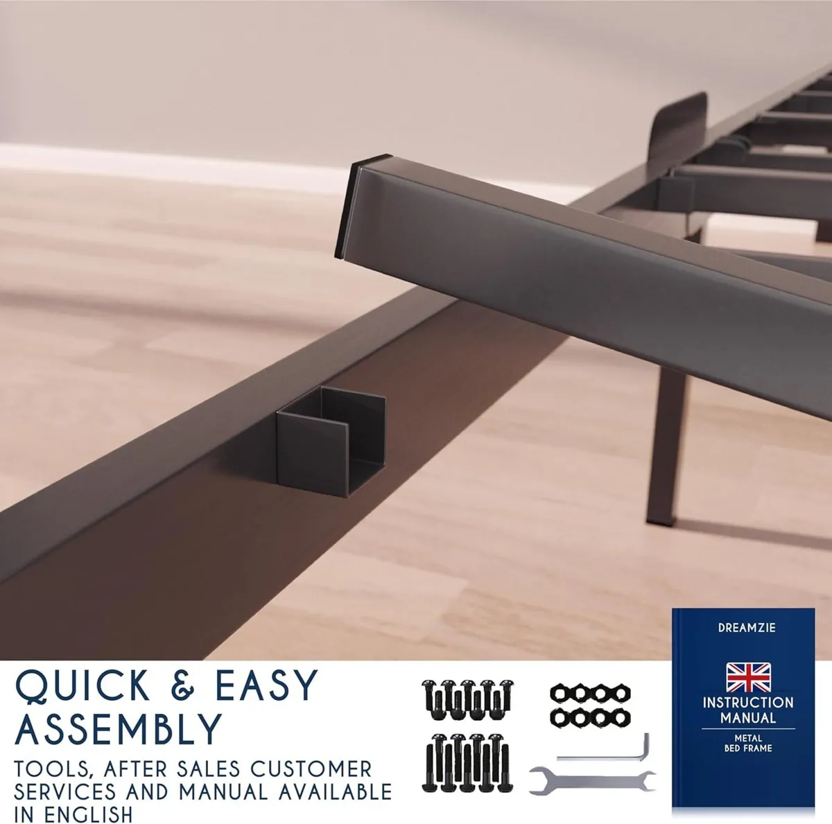 - Double Bed Frames Metal 120x200 with Storage - Image 4