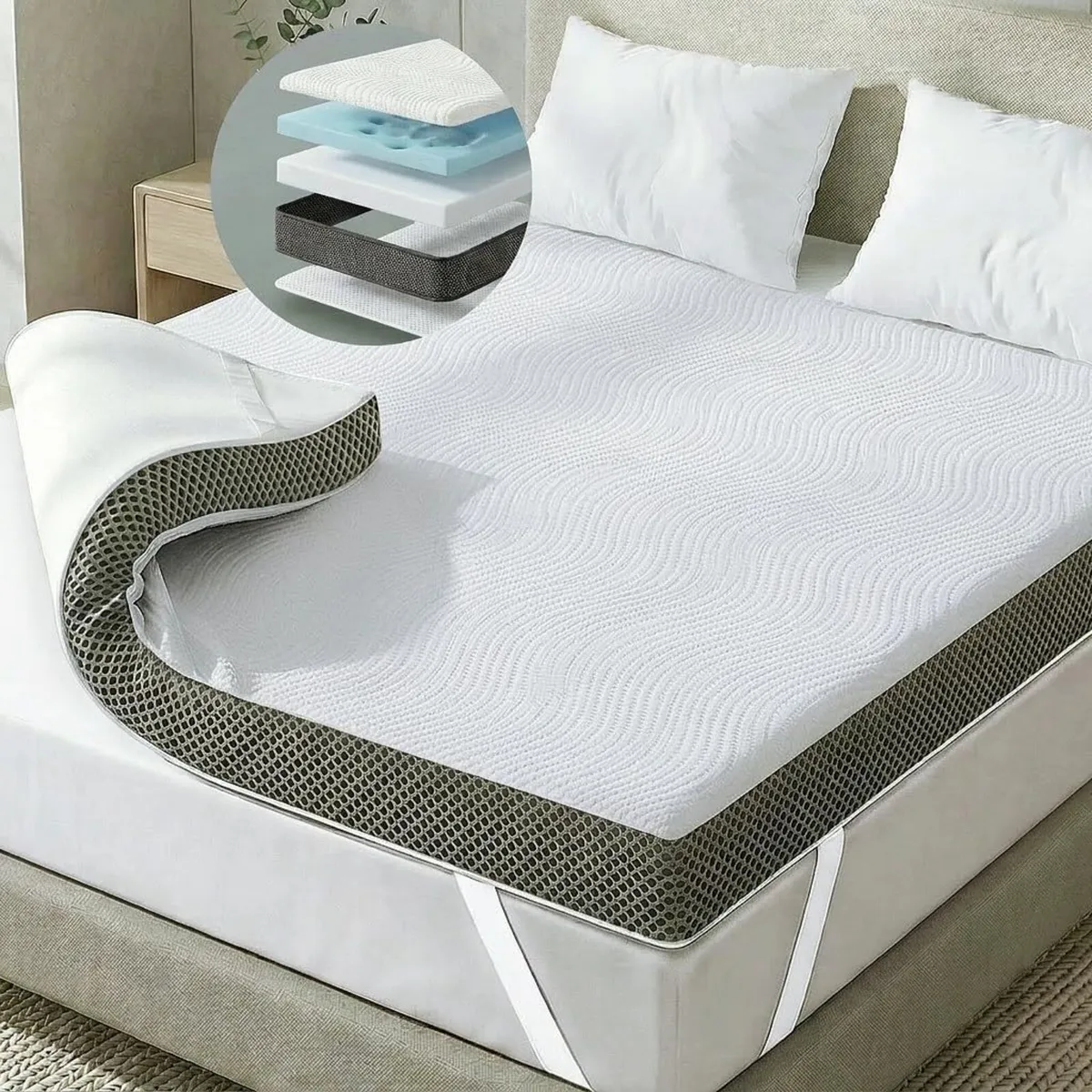 3 Inch Dual-Layer Memory Foam Mattress Topper for - Image 1