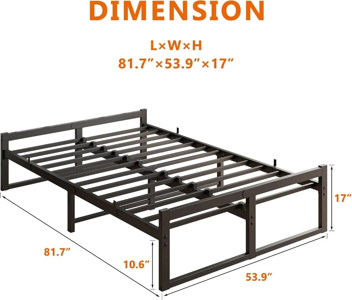 Double Bed Frame Metal Platform with Underbed - Image 2