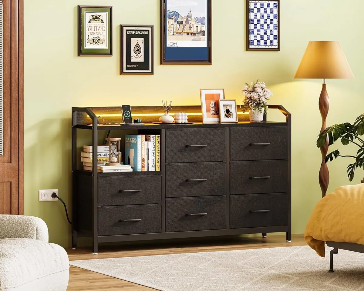 Black Chest of Drawers Bedroom with LED Light - Image 2